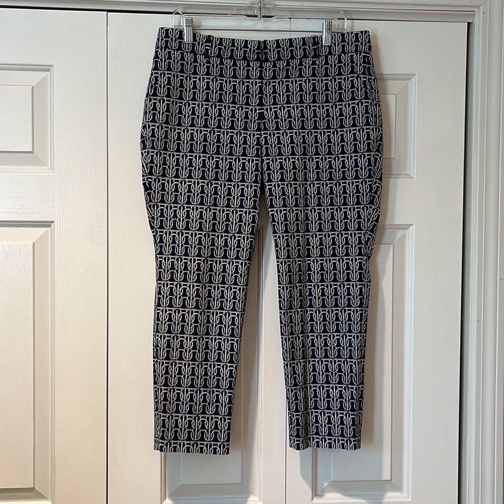 J. Crew navy nautical rope knot cafe capri pant Sz 10 - Picture 3 of 7